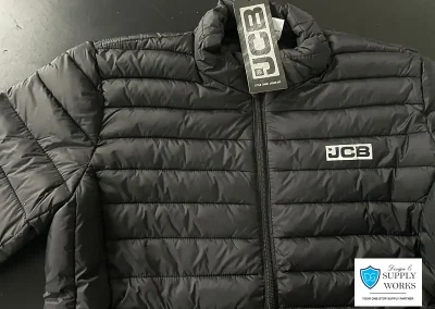 JCB branded puffer jackets